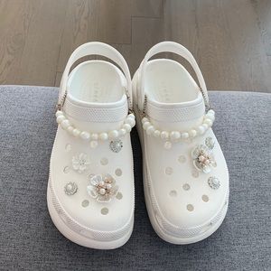 White Platform crocs size women 9